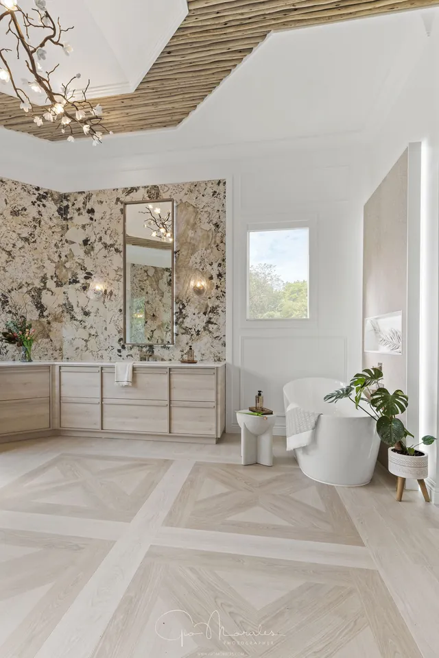 Stone, light and a free-standing tub, by Twice The Style