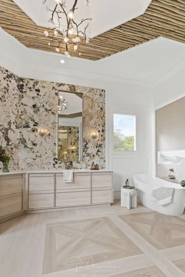 Stone, light and a free-standing tub, by Twice The Style