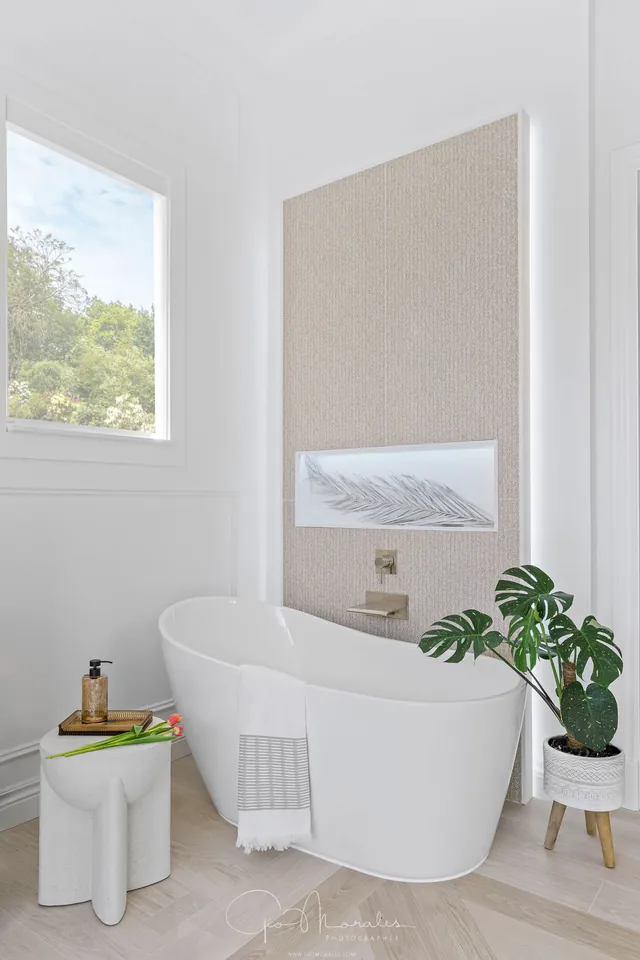 Stone, light and a free-standing tub, by Twice The Style